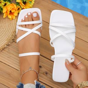 LYZ-1 pantoufles plates tongs ont des sangles croisées à la mode 2025 nouveau produit 35-44 grande taille usine directe - Product Image 6