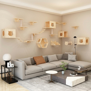 Luxurious Wood Wall Mount Cat Shelves Activity Condos Climb Tree Wall Mounted Cat Condos Tree House