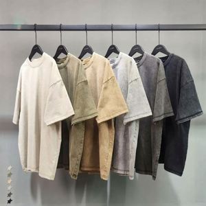 Design Luxury Heavy Cotton Short Hombre T-shirt 230g <b>Acid</b> Washed High Street <b>Drop</b> Shoulder Oversized Knitted Long Tshirts - Product Image 1