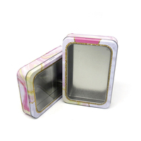 Boîte en métal rectangulaire pour emballage de biscuits et de thé, qualité alimentaire, avec couvercle transparent, boîte en métal personnalisée avec fenêtre