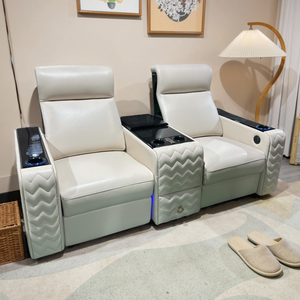 كرسي سينما كهربائي كبير الحجم فاخر ، كرسي مسرح كهربائي من جلد نابا ، أثاث مسرح كهربائي ، وحدة تحكم متوسطة لغرفة المعيشة ، فيلم شهير - Product Image 1