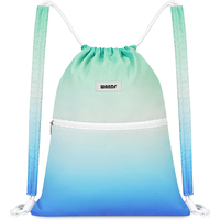 Sac à dos imperméable à cordon de serrage, motif personnalisé, avec poche avant zippée, imprimé dégradé, sac de sport pour marathon et gym