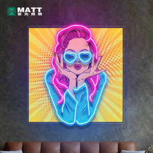 Wow Lady Pop Art LED Sexy Femme Visage Fille Enseigne Au Néon UV Imprimé Bande Dessinée Décoration Murale Lumière Néon Acrylique Oeuvre Idée Cadeau - Product Image 4