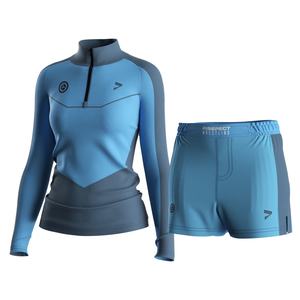 Ensemble d'entraînement de lutte pour femmes et filles : haut à manches longues zippé et short respirant et extensible - Product Image 1