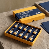 Boîte rigide personnalisée jaune avec couvercle et base pour 10 flacons de peptides, en carton éponge, impression offset, soins personnels
