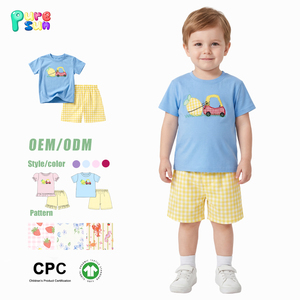 Ensemble de shorts pour enfants personnalisé avec appliques de voitures, tenue de boutique pour tout-petits, vêtements smockés pour garçons, décontracté, 100% coton, printemps-été - Product Image 1
