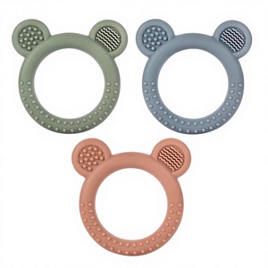 Jouets <span class=keywords><strong>de</strong></span> <span class=keywords><strong>dentition</strong></span> pour bébé, anneaux en <span class=keywords><strong>silicone</strong></span> souple sans BPA en forme d'ours, pour soulager les gencives douloureuses des bébés <span class=keywords><strong>de</strong></span> 3 à 12 mois - Product Image 1