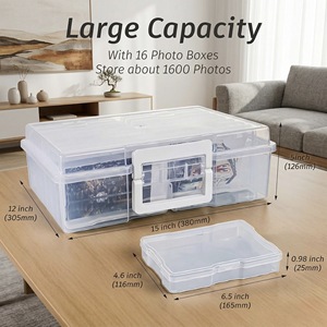 Boîte de rangement transparente en plastique pour photos, fournitures artistiques, avec poignée - Product Image 4