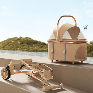 काले/खाकी/बेज डिचचबल फोल्डेबल एल्यूमीनियम मिश्र धातु उच्च कार्बन स्टील ऑक्साइड कपड़े पालतू जानवर छोटे मध्यम पालतू जानवरों के लिए - Product Image 3