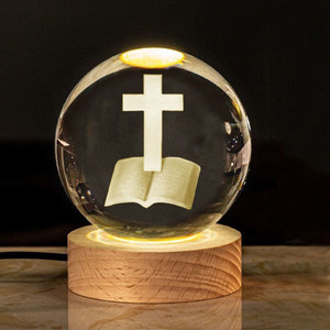 Anpassbare 3D-Laser-Gravierte Islamische Kugel Umweltfreundliches Poliertes Religiöses Nachtlicht Souvenir-Geschenk Liebesthema Kristallkunst - Product Image 6