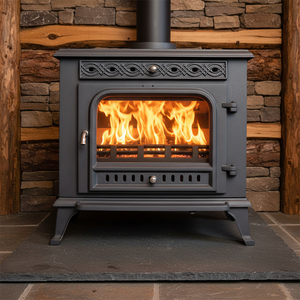 Cheminée intérieure noire en fonte pour chauffage au <span class=keywords><strong>bois</strong></span>, fonctionnement facile, combustion propre - Product Image 4