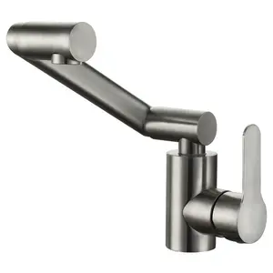 High quality single lever brush nickel stainless steel rotatable spouts vessel basin sink faucet mixer tap for bathroom