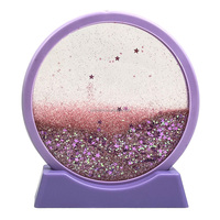 Sous-verre décoratif multifonctionnel en acrylique liquide avec paillettes étoiles colorées, motif paysage de sable, personnalisable avec impression de logo