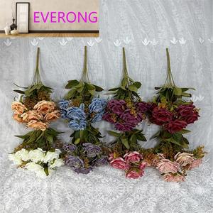 Vente en gros d'usine, grand bouquet de 7 roses <span class=keywords><strong>Hugo</strong></span>, diamètre 8 cm, artificielles, couleur automne, mariage, Halloween, Nouvel An, Saint-Valentin - Product Image 5
