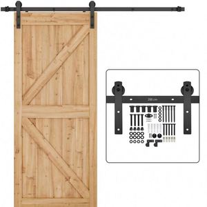 Kit de Herrajes para Puerta Corredera WEKIS Basic de 6.6 Pies y 5 Rieles, Material de Acero/Latón con Recubrimiento en Polvo Negro, Diseño Moderno para Cocina - Product Image 1