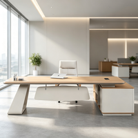 Bureau de direction en PVC imperméable, de luxe, en forme de L, avec tiroirs verrouillables intégrés