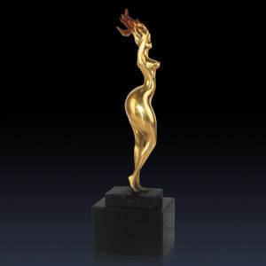 Figurine de beauté en bronze, pièce d'art en cuivre coloré, décoration de bureau et de maison, décoration de table d'hôtel, objet en cuivre de style - Product Image 4