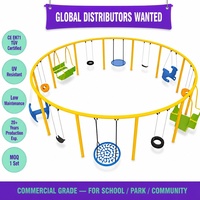 SageDelightRides Ensemble de jeux de plein air multi-balançoires à structure ronde pour enfants, en LLDPE et acier galvanisé, pour places publiques, Fabricant