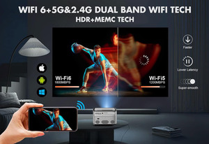 โปรเจคเตอร์อัจฉริยะ 4K Android 9 รองรับ Wifi6 คู่ Allwinner BT5.0 ความละเอียด 1080P 1280*720P โปรเจคเตอร์พกพา LCD สำหรับใช้ในบ้านและนอกบ้าน รุ่น Q8 ความละเอียด 1080p - Product Image 3