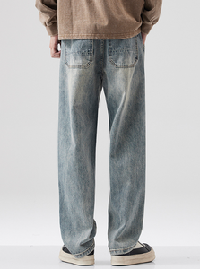 Jeans Casuales Versátiles Retro con Agujeros Desgastados para Otoño e Invierno, <span class=keywords><strong>Pantalones</strong></span> <span class=keywords><strong>Largos</strong></span> de Pierna Recta para <span class=keywords><strong>Hombre</strong></span> - Product Image 6