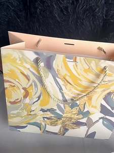 Sacs cadeaux de petite taille en PP écologiques à imprimé floral de style chinois avec poignée en corde pour mariages, anniversaires, boutiques, événements festifs - Product Image 3