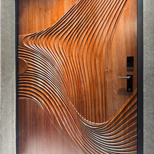 Puerta de Entrada de Madera Tallada en 3D de Primera Calidad, Diseño Moderno para Exteriores, Puerta de Entrada de Madera Impermeable para Casas y Villas de Lujo - Product Image 4