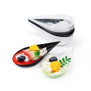 Assiettes mini jetables transparentes pour fêtes et restaurants, couverts en PS, coupelles à bonbons, cuillères de dégustation de desserts, gobelets en plastique - Product Image 1