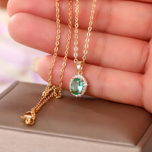 Collana con Ciondolo in Pietra Verde-Blu per Donne, Stile Vintage, Gioielli alla Moda per Uso Quotidiano, Regalo - Product Image 3