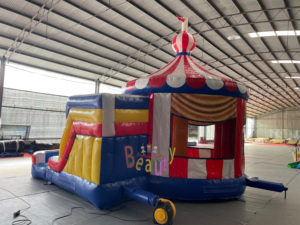 Thương mại <span class=keywords><strong>Inflatable</strong></span> <span class=keywords><strong>Bouncer</strong></span> Combo sân chơi Carousel nhảy lâu đài với trượt cho thuê - Product Image 4