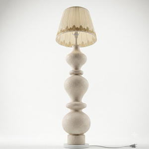 French Cream Style Gourd Sculpture Floor Lamp Rough Texture <b>Standing</b> Lamp Lace Trim Pleated Shade Home Decor Light - Product Image 5