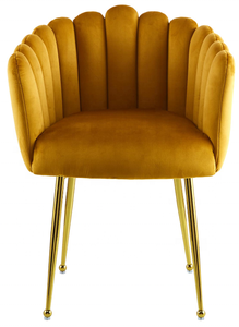 Chaise à pétales capitonnée en velours pour salon, style simplicité moderne, chaise de salle à manger en velours capitonnée <span class=keywords><strong>Mika</strong></span> avec pieds noirs dorés - Product Image 2