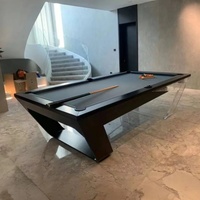 Table de billard Table de billard intérieure de 8 pieds de type standard avec pieds en bois noir et pieds en acrylique en verre transparent