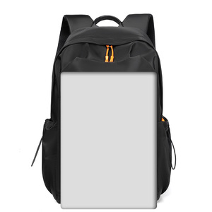 Laptop Backpack For Men 15 Inches Gray Solid Color Travel School Bag With Front Pocket And Orange Zip <b>Pullers</b> - Product Image 2