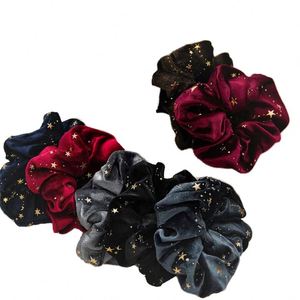 Vintage Fashion Women's Fabric Velvet Star Hair Scrunchy & Ponytail Holder Elastic Band - Product Image 2