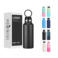 Logo personnalisé 500ml en acier inoxydable isolé salle de sport sport potable vide large bouteille d'eau avec large poignée pour un transport facile