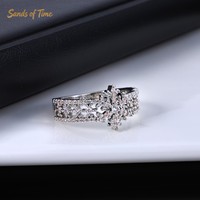 Bague Hip Hop Personnalisée pour Homme en Argent Sterling 925 Plaqué, Motif Flocon de Neige Ajoure, Sertie de Moissanite VVS, Style Streetwear