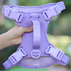 Gilet en Nylon à Double Clip pour chien, couleur unie, violet, robuste, multi-usage, sans traction, harnais pour grand chien