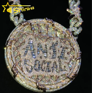 Liontin huruf lingkaran kustom mewah perhiasan mode VVS moissanite 925 perak 18K liontin huruf hip hop berlapis emas - Product Image 5