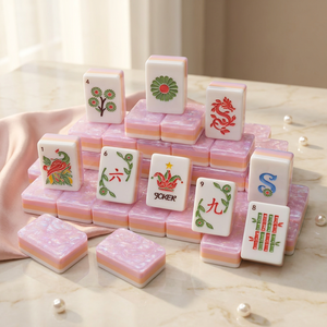 Ensemble de tuiles de mahjong américain de luxe en perles roses, 160 tuiles en acrylique brillantes, écologiques, résistantes <span class=keywords><strong>à</strong></span> l'eau, non toxiques, pour le divertissement - Product Image 4