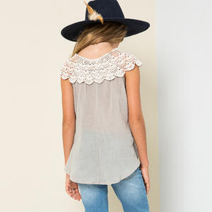 Ropa de Verano para Niños, Camiseta sin Mangas de Dos Tonos con Cuello de Encaje para Niños, Fabricante de Bangladesh - Product Image 2