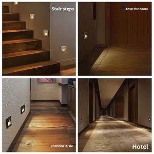 ไฟ LED เซ็นเซอร์ตรวจจับความเคลื่อนไหว – โคมไฟติดผนังแบบฝังสำหรับบันได โถงทางเดิน ห้องนอน ห้องน้ำ – AC 110V-240V เปิด/ปิดอัตโนมัติ ประหยัดพลังงาน - Product Image 5