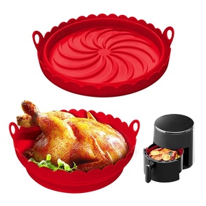 Bandeja para hornear de grado alimenticio plegable, revestimiento de <span class=keywords><strong>silicona</strong></span> redondo reutilizable para cocina, cesta, molde de <span class=keywords><strong>silicona</strong></span>, freidora de aire - Product Image 3