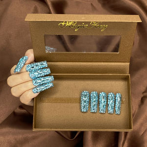 Cubierta completa rojo/azul/Verde diamantes <span class=keywords><strong>de</strong></span> imitación hermosas <span class=keywords><strong>uñas</strong></span> cuadradas duraderas Prensa en 10PCS brillante Bing hecho a mano juego <span class=keywords><strong>de</strong></span> <span class=keywords><strong>uñas</strong></span> caseras - Product Image 6