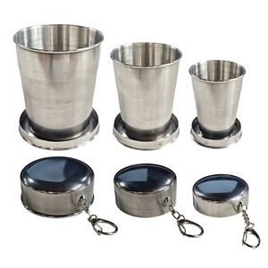 Tasse pliable télescopique de luxe en acier inoxydable pour le camping et la randonnée avec porte-clés – Grande vente - Product Image 3