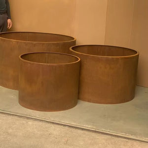 Jardinières en acier corten de conception résistante aux intempéries Grande jardinière circulaire Pots de fleurs <span class=keywords><strong>rustiques</strong></span> en métal <span class=keywords><strong>pour</strong></span> <span class=keywords><strong>jardin</strong></span>, patio ou porche - Product Image 6