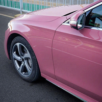 Vinyle Adhésif pour Voiture Rouge Morganite Métallisé Brillant HD en PET Coulé, 1,52x18m/5x60ft, Vente en Gros, Usine de Guangzhou, Un Rouleau Complet, Autocollants pour Voiture