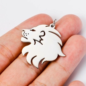 Pendentif tête de lion creuse en acier inoxydable pour hommes, breloque animale en métal vintage à la mode pour la fabrication de bijoux DIY, accessoires - Product Image 5