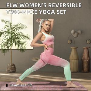 Ensemble de vêtements de sport pour femmes, réversible, deux pièces, respirant, à séchage rapide, écologique, pour le yoga, la gym, les ensembles de fitness, vêtements de sport sans couture - Product Image 2