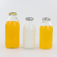 Bouteille de boisson en verre transparent de 500 ml avec bouchon métallique pour jus, lait, boisson