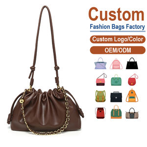 Bolso bandolera con cordón y correa de cadena para mujer, color marrón chocolate |   Fabricación Personalizada OEM/ODM para Marcas de Moda Rápida - Product Image 1